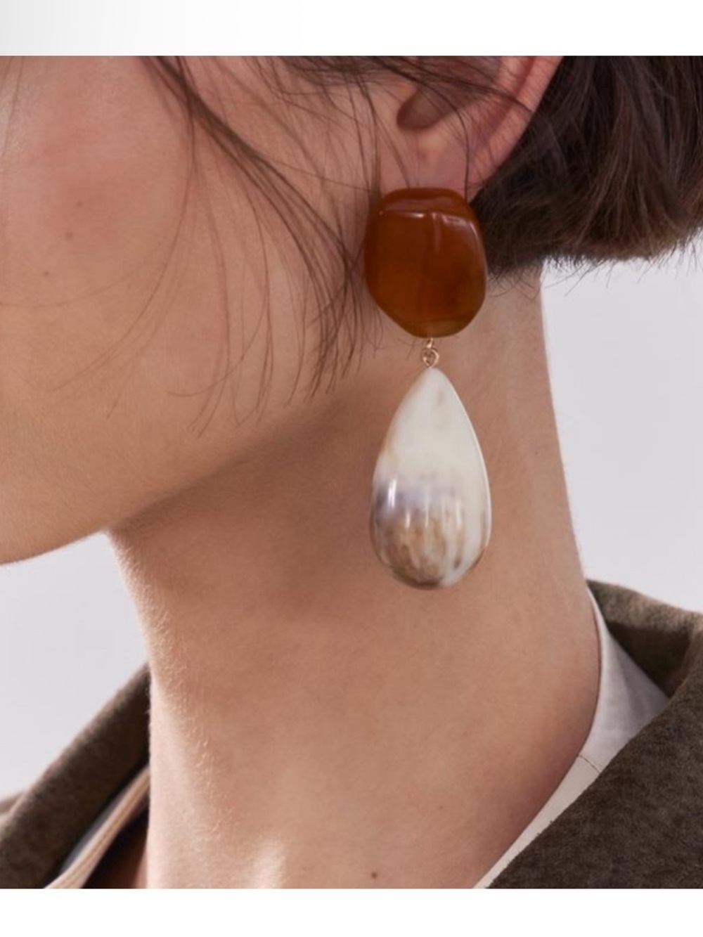 Zara Elegant Brown and Cream Drop Earrings - Women Jewelry